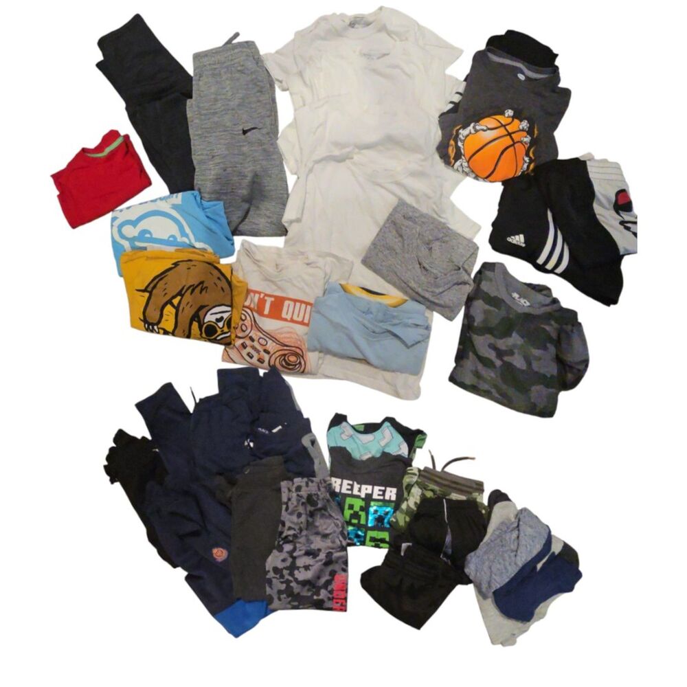 Boys Size 10/12 Large 27 Pc Clothing Bundle Lot Shirts Shorts Joggers Activewear
